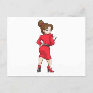 Carte Postale Secrétaire en robe à talons hauts