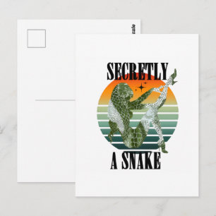 Carte Postale Secrètement un serpent. Texte fantaisiste rétro