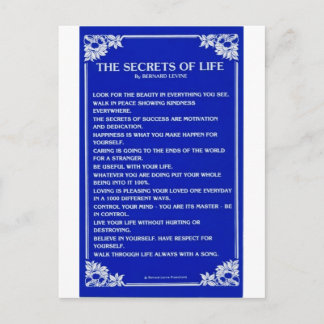 CARTE POSTALE SECRETS DE LA VIE PAR BERNARD LEVINE