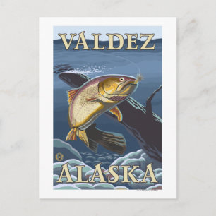Carte Postale Section de la pêche à la truite - Valdez (Alaska)