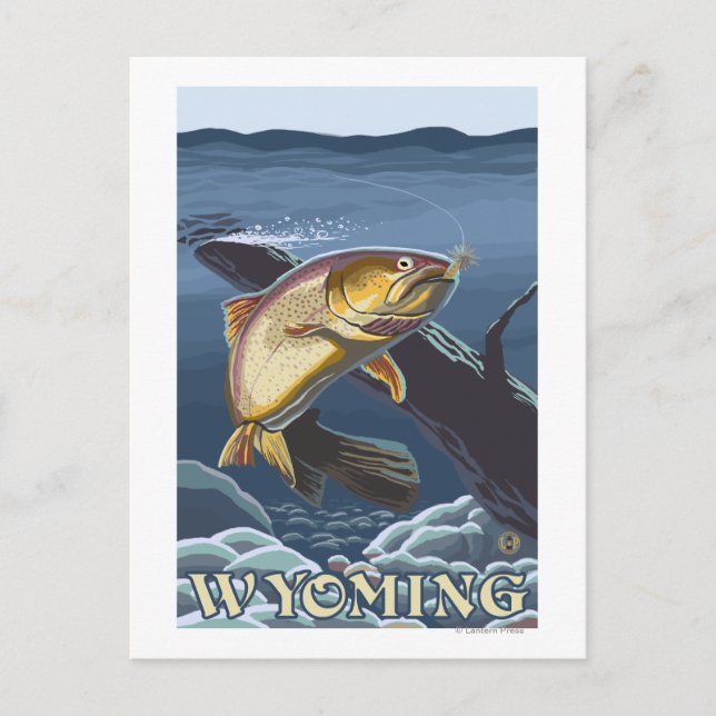 Carte Postale Section de la pêche à la truite - Wyoming (Devant)