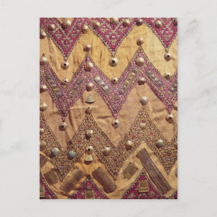 Carte Postale Section de tissu brodé avec plaques d'or