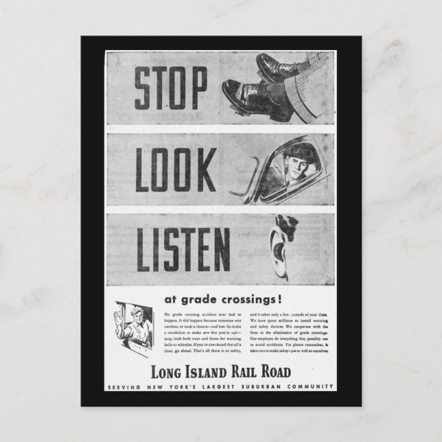 Carte Postale Sécurité du Long Island Railroad (Devant)