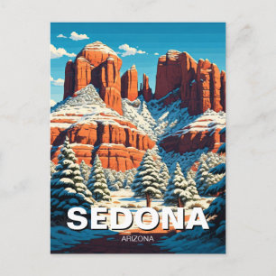Carte Postale Sedona Arizona Travel Red Rocks Neige
