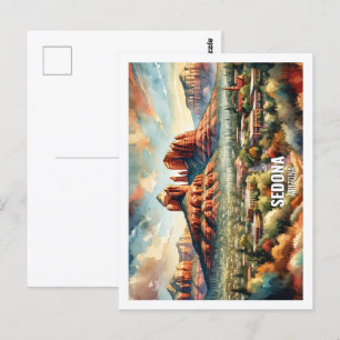 Carte Postale Sedona Arizona USA Famous Place aquarelle