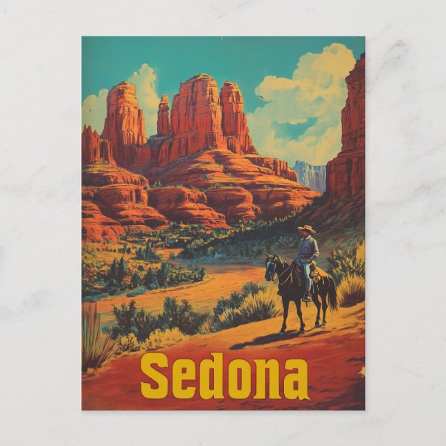 Carte Postale Sedona Cowboy vintage (Devant)