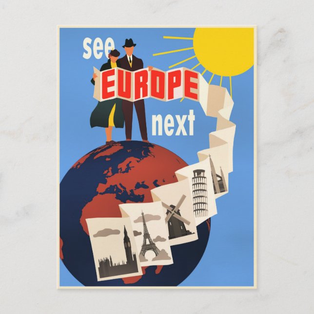 Carte Postale See Europe Next travel poster, (Devant)