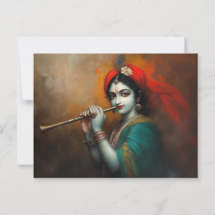 Carte Postale Seigneur divin Krishna Style baroque antique