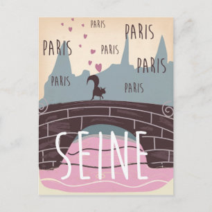 Carte Postale Seine, Paris, poster de voyage vintage