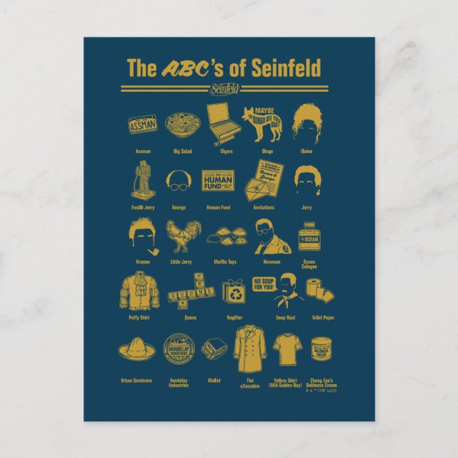 Carte Postale Seinfeld | ABC de Seinfeld Infographie (Devant)