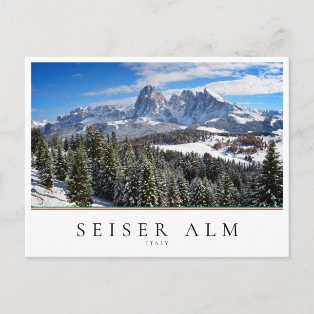 Carte Postale Seiser Alm, Italie dans la neige en hiver (Devant)