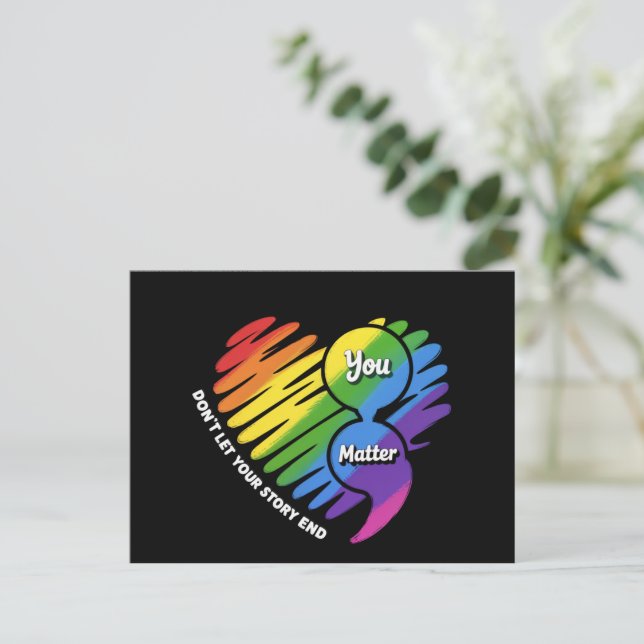 Carte Postale Semikolon LGBTQ Prévention du suicide Santé mental (Debout devant)