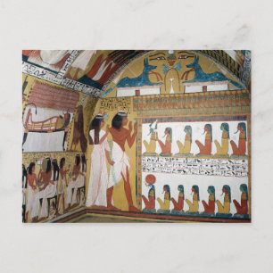 Carte Postale Sennedjem et sa femme face à un naos