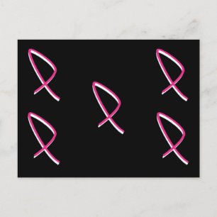 Carte Postale Sensibilisation au cancer du sein Ruban rose