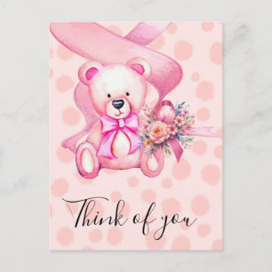 Carte Postale Sensibilisation au cancer du sein Ruban rose pense
