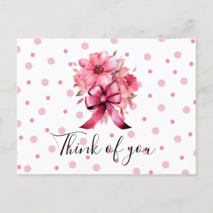Carte Postale Sensibilisation au cancer du sein Ruban rose pense