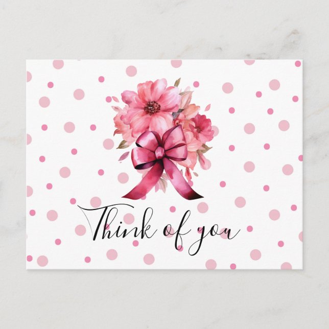 Carte Postale Sensibilisation au cancer du sein Ruban rose pense (Devant)