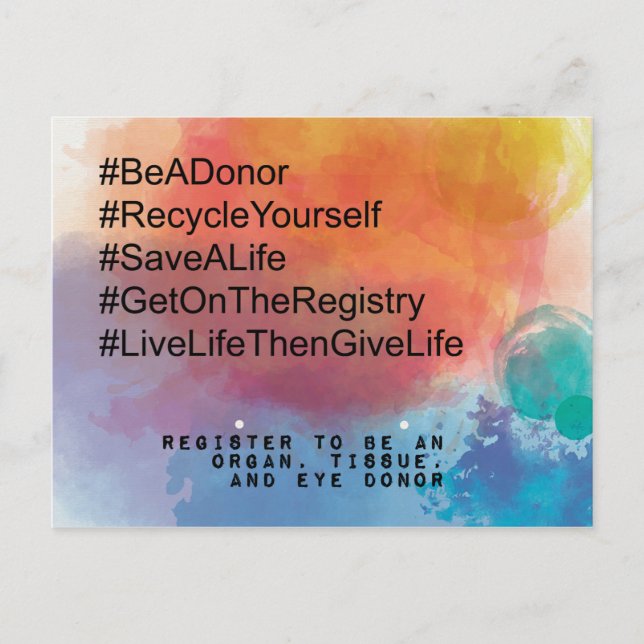 Carte Postale Sensibilisation des donateurs, transplantation, do (Devant)