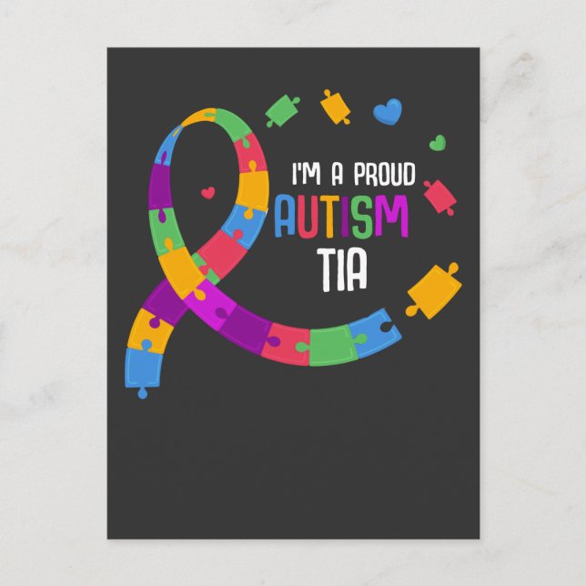 Carte Postale sensibilisation sur l'autisme Fière Tia Autistique (Devant)