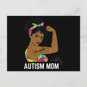 Carte Postale Sensibilisation sur l'autisme Forte Maman Afro Mèr