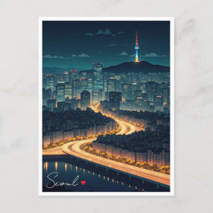 Carte Postale Séoul Corée du Sud Vue nocturne