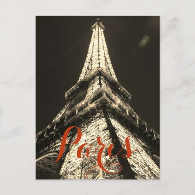 Carte Postale Sepia Eiffel Tower Paris France Classic (Devant)