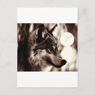 Carte Postale Sepia Wolf & Moon