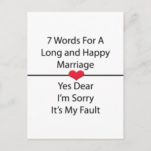 Carte Postale Sept mots pour un mariage long et heureux