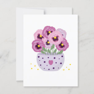 Carte Postale Sept panneaux roses dans un vase