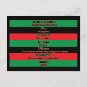 Carte Postale Sept principes de Kwanzaa noir rouge vert