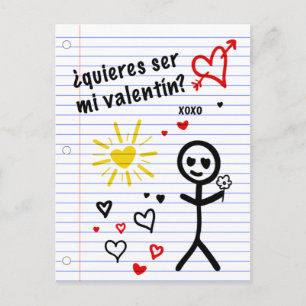 Carte Postale ser mi valentin bocetos de papel de cuaderno