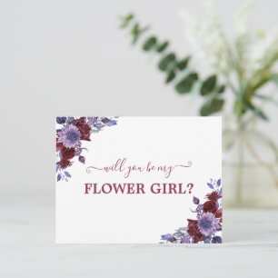 Carte Postale Seras-tu ma demoiselle d'honneur aux fleurs violet