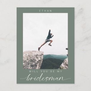 Carte Postale Seras-tu mon Bridesman Photo Minimaliste Moderne