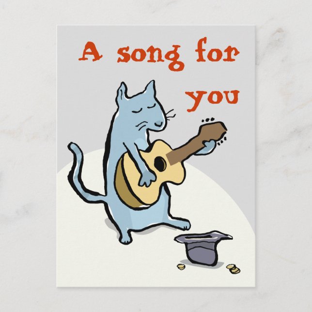 Carte Postale serenade de chat - personnalisable (Devant)