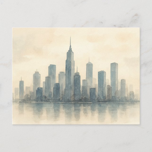 Carte Postale Serene Cityscape Réflexion Impression, Skyline mod (Devant)