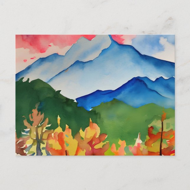 Carte Postale Serene Watercolor Mountains (Devant)