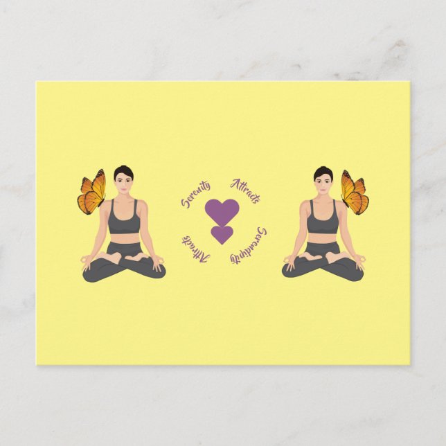 Carte Postale Sérénité Attire Serendipity Yoga Butterfly Love (Devant)
