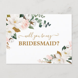 Carte Postale Serez-Vous Ma Femme D'Accueil Blush Rose Floral Or