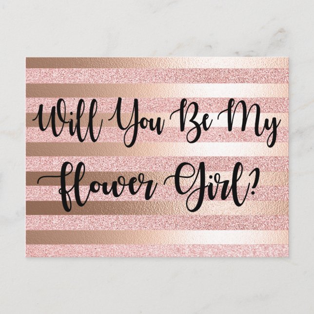 Carte Postale Serez-Vous Ma Flower Rose Gold Parties scintillant (Devant)
