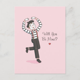 Carte Postale Serez-Vous Mime Doodle, Funny Valentines Day