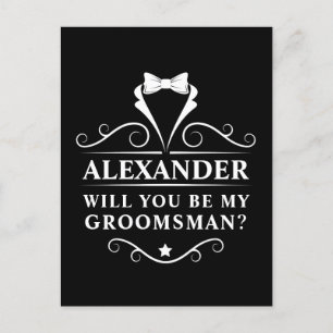 Carte Postale Serez-Vous Mon Groomsman Tuxedo Cravate Noir