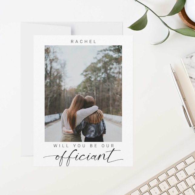 Carte Postale Serez-vous mon officiant Minimal Photo Moderne (Créateur téléchargé)