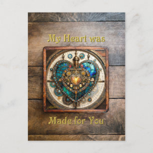 Carte Postale Série Coeur en verre doré Steampunk Steampunk