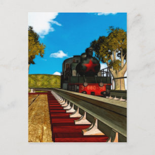 Carte Postale Série de trains vintage illustrés
