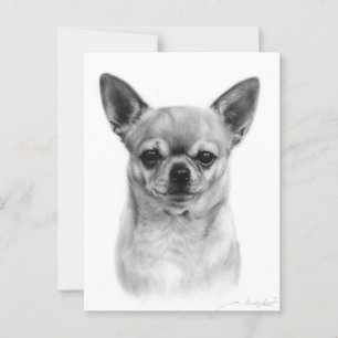 Carte Postale Sérieux Chihuahua Peint à la main