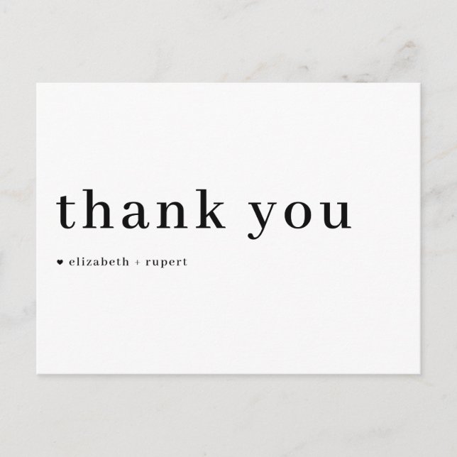 Carte Postale Serif minimaliste noir Merci de typographie de scr (Devant)