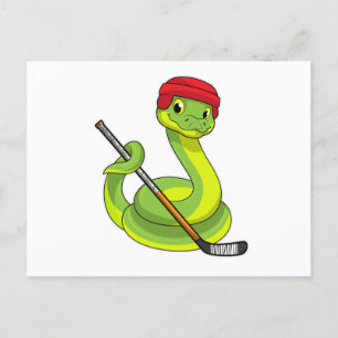 Carte Postale Serpent au hockey sur glace avec bâton de hockey s