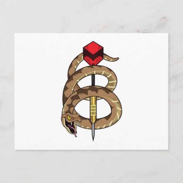 Carte Postale Serpent au jeu de fléchettes avec fléchette (Devant)