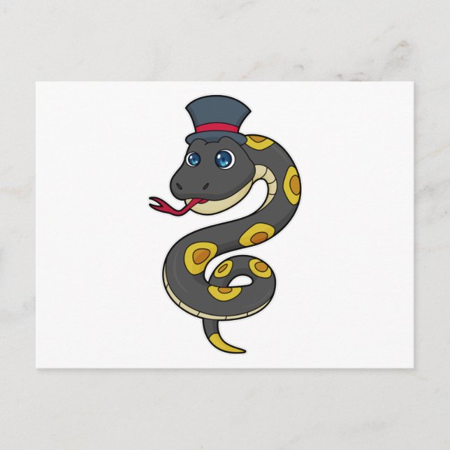 Carte Postale Serpent avec Chapeau (Devant)