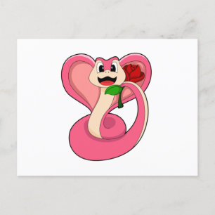Carte Postale Serpent avec Rose